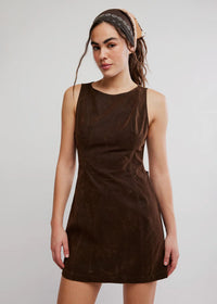 Atlas Suede Mini Dress - Chocolate