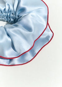 Double-Layer Flower Oversized Silk Scrunchie - Pastel Blue