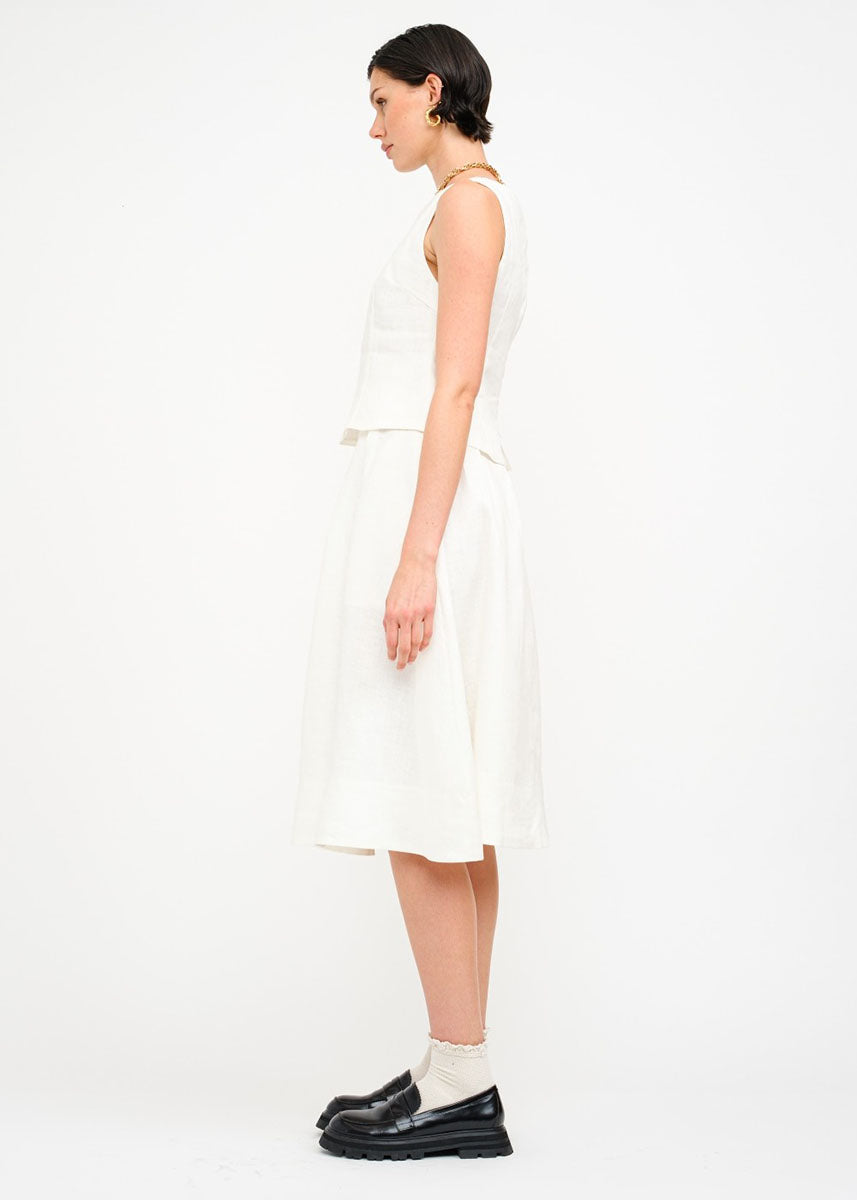 Josefina Linen Sleeveless Top - Off White