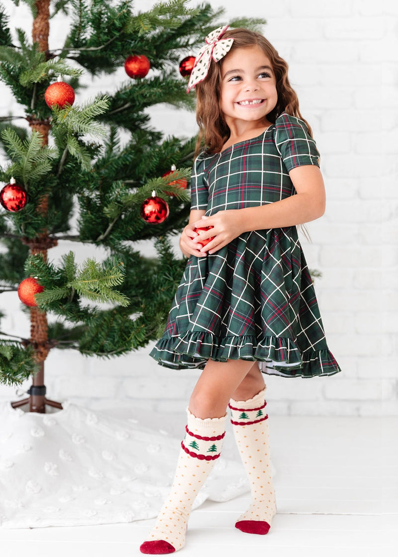 Tree Farm Scalloped Knee High Socks