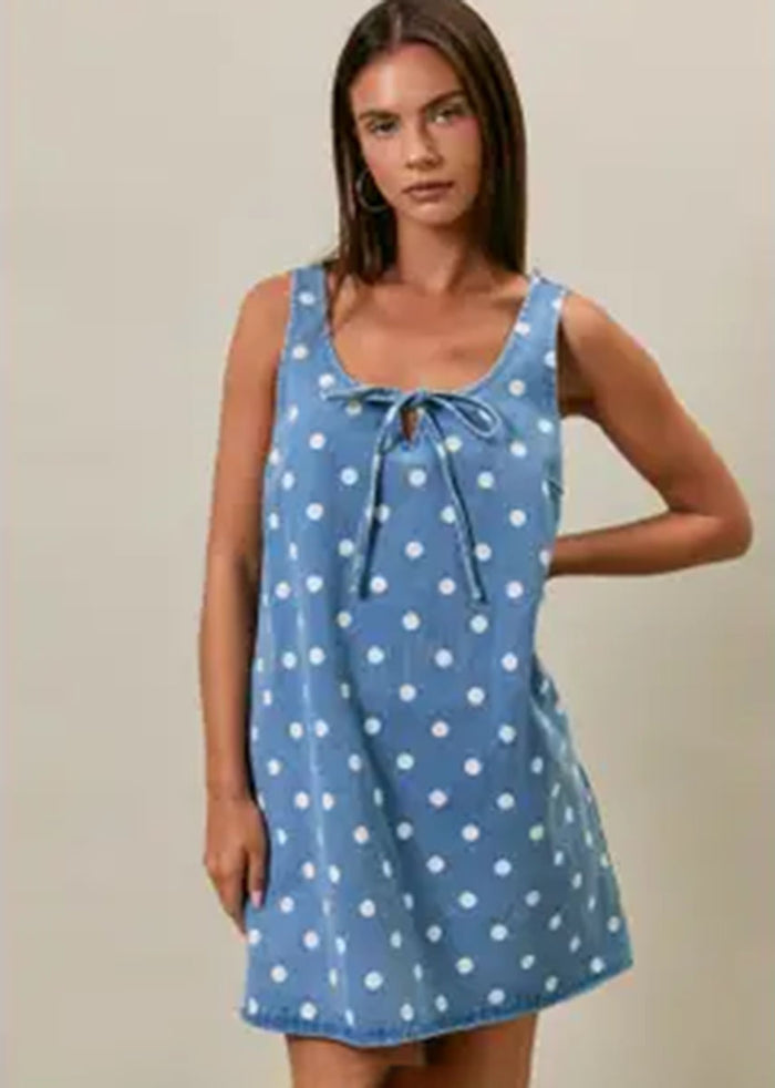 Alix Polka Dot Denim Mini Dress
