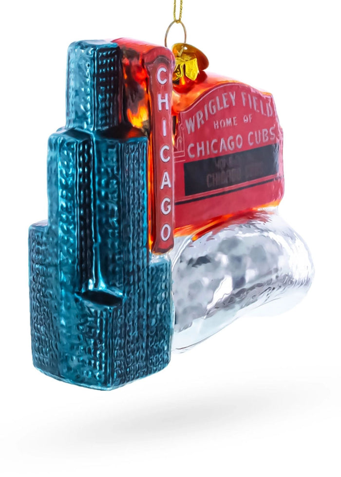 Chicago Travel Attractions Glass Ornament