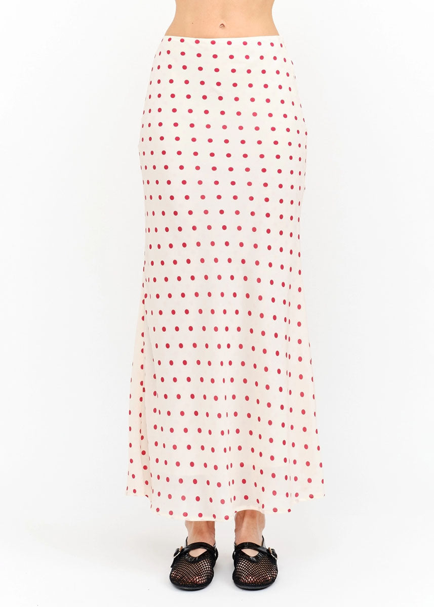Kalila Polka Dot Maxi Skirt - Cream
