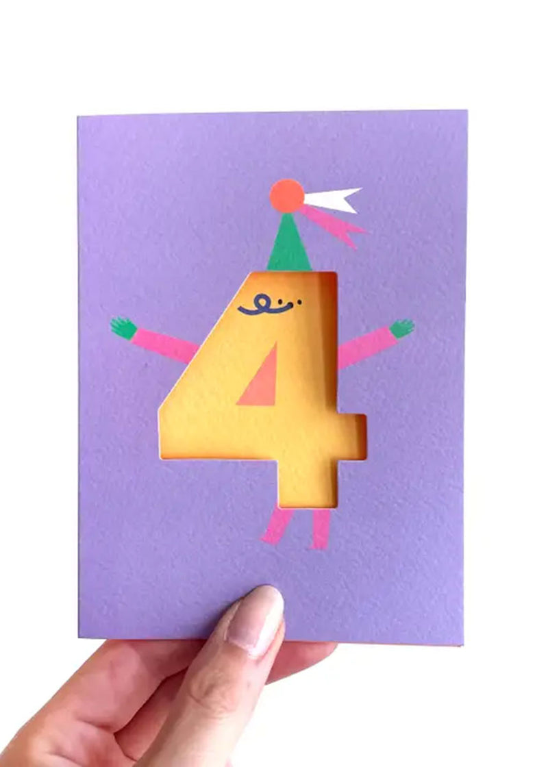 Age 4 Die-Cut Birthday Card