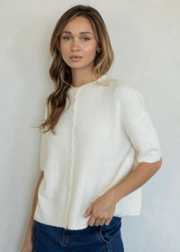 Cherie Ribbed Cardigan - Ivory