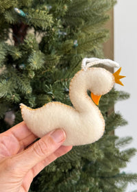 Swan With Crown Felt Ornament