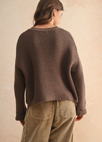 Hattie Round Neck Sweater - Chocolate