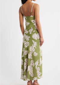 Carreta Midi Slip Dress - Chartreuse Multi