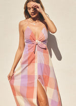 Passion Checkered Maxi Dress - Lavender Blush