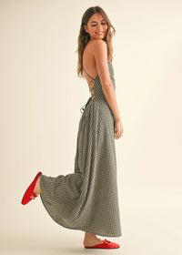 Ina Gingham Maxi Dress - Black & White