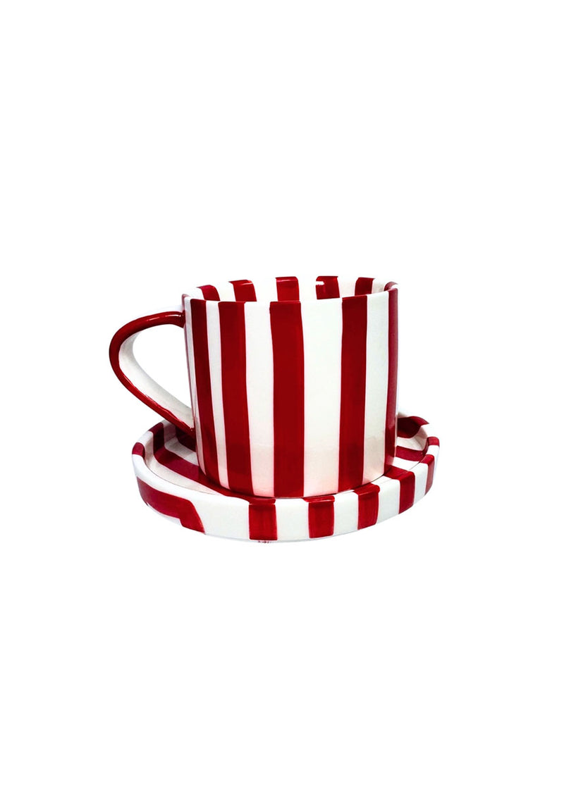 Tratto Cafe Cup & Saucer Set - Cherry Stripe