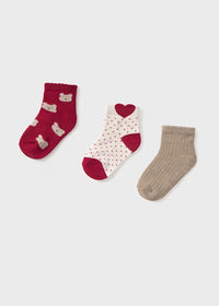 Maeve Printed Socks (3-Pack) - Red