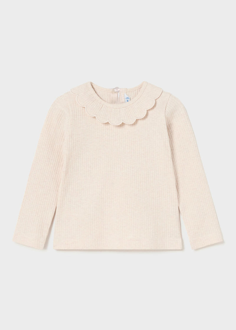 Fawn Ribbed Ruffle Top - Heather Milk