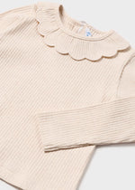 Fawn Ribbed Ruffle Top - Heather Milk