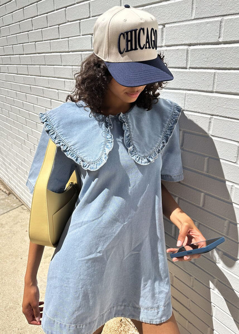 Wendy Ruffled Denim Mini Dress - Light