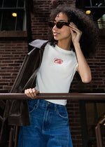 Chi Script Baby Tee - White & Red