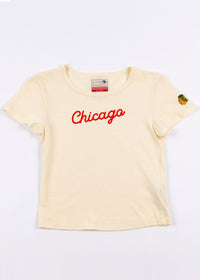 Blackhawks Script Baby Tee - Cream