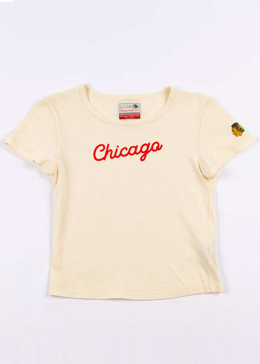 Blackhawks Script Baby Tee - Cream