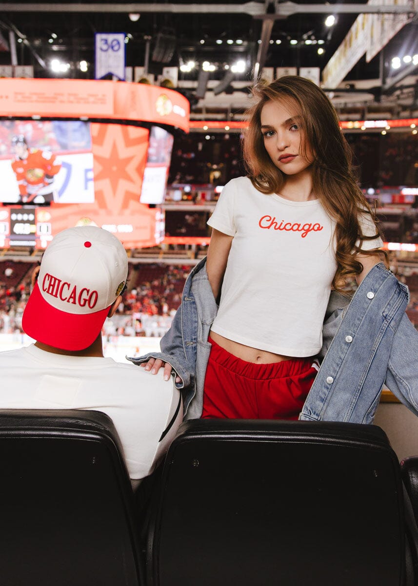 Blackhawks Script Baby Tee - Cream