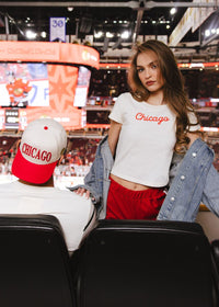 Blackhawks Script Baby Tee - Cream