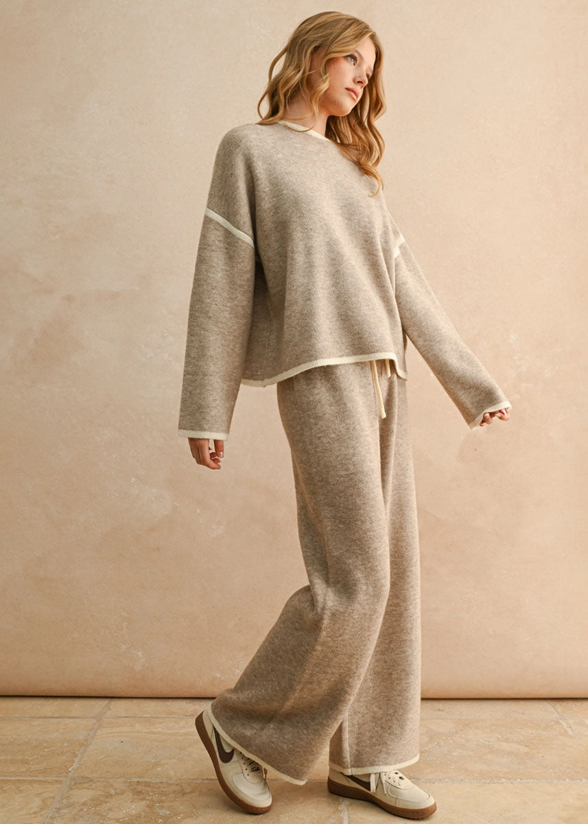 Pepper Wide Leg Knit Pant - Mocha