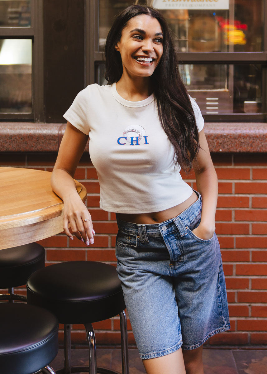 Chi Baseball Baby Tee - Natural