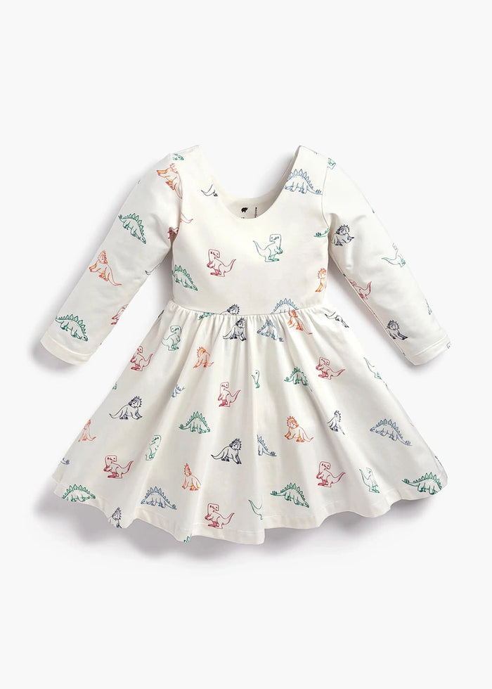 Let's Dance Long Sleeve Dress - Primary Dinos