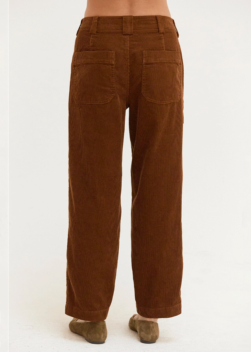 Riley Corduroy Barrel Pants - Brown