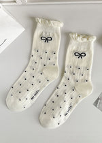 Ballet Bow Thin Mesh Socks - Dots