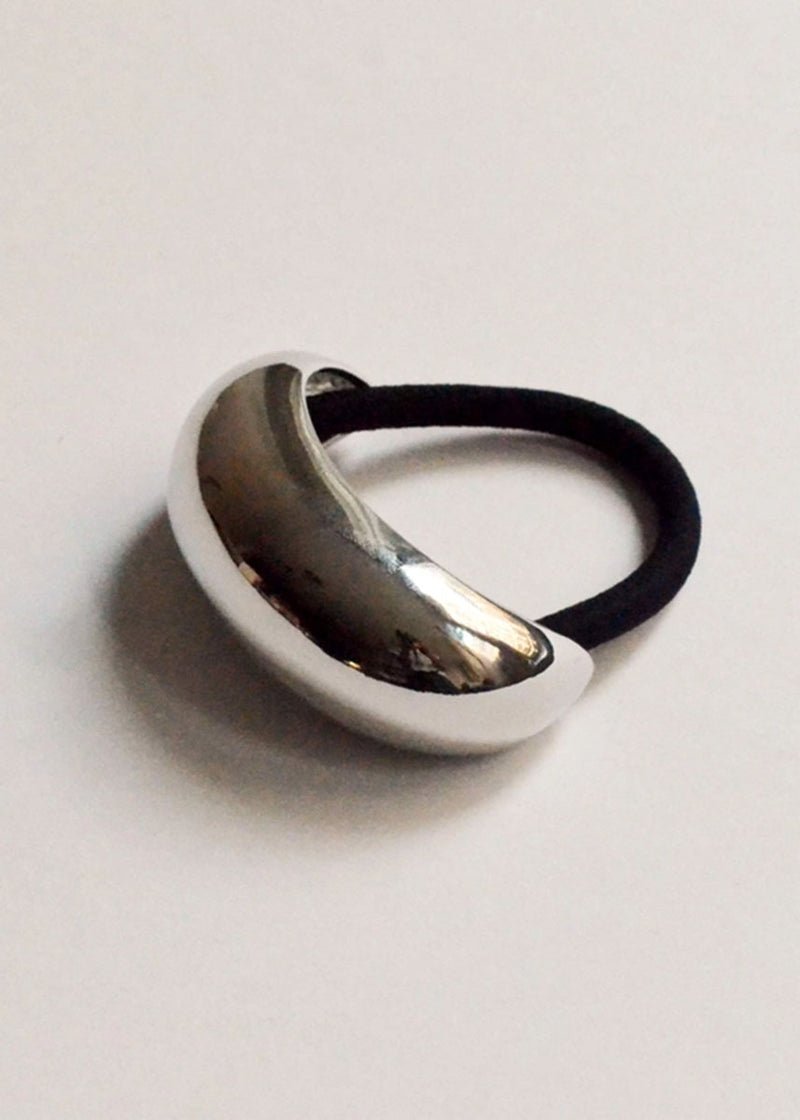 Wide Crescent Metal Cuff Hair Tie - Silver