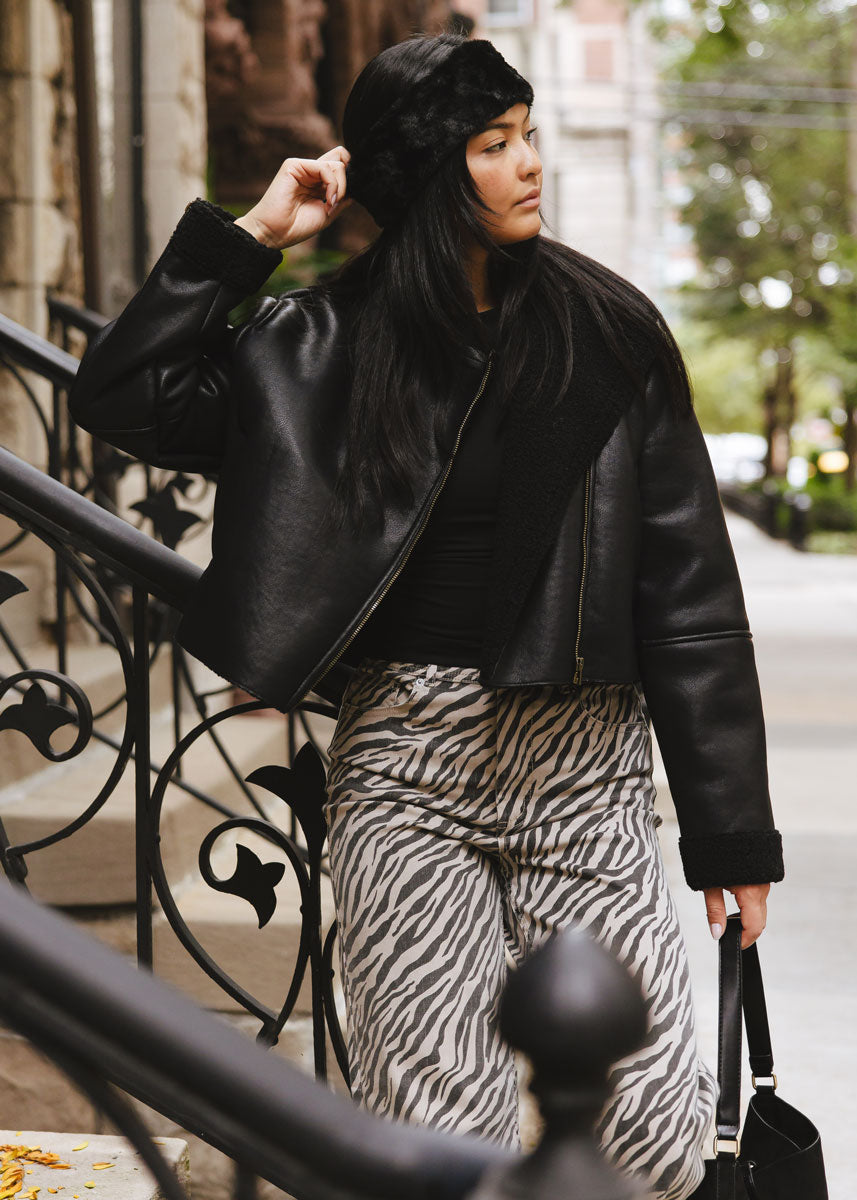 Mad Hatter Faux-Fur Headband - Black