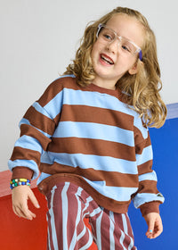 Striped Sweatshirt - Light Blue & Brown