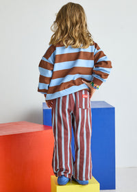 Striped Sweatshirt - Light Blue & Brown