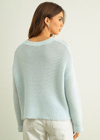 Hattie Round Neck Sweater - Powder Blue