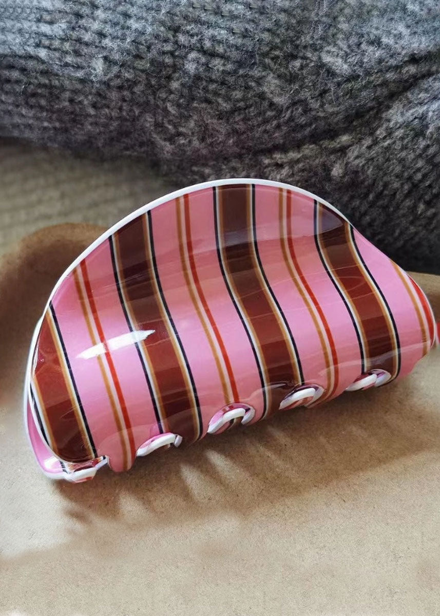 Beau Striped Half Moon Claw Clip