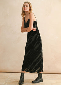 Clarisse Suede Textured Midi Dress - Black