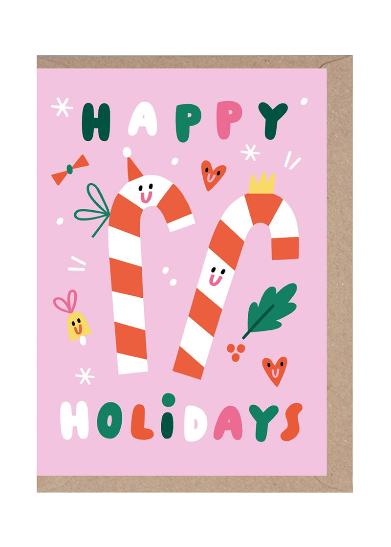 Happy Holidays Candy Canes Card