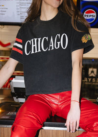 Blackhawks Boxy Crop Tee - Black