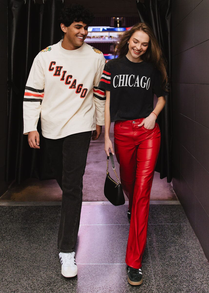 Blackhawks Boxy Crop Tee - Black