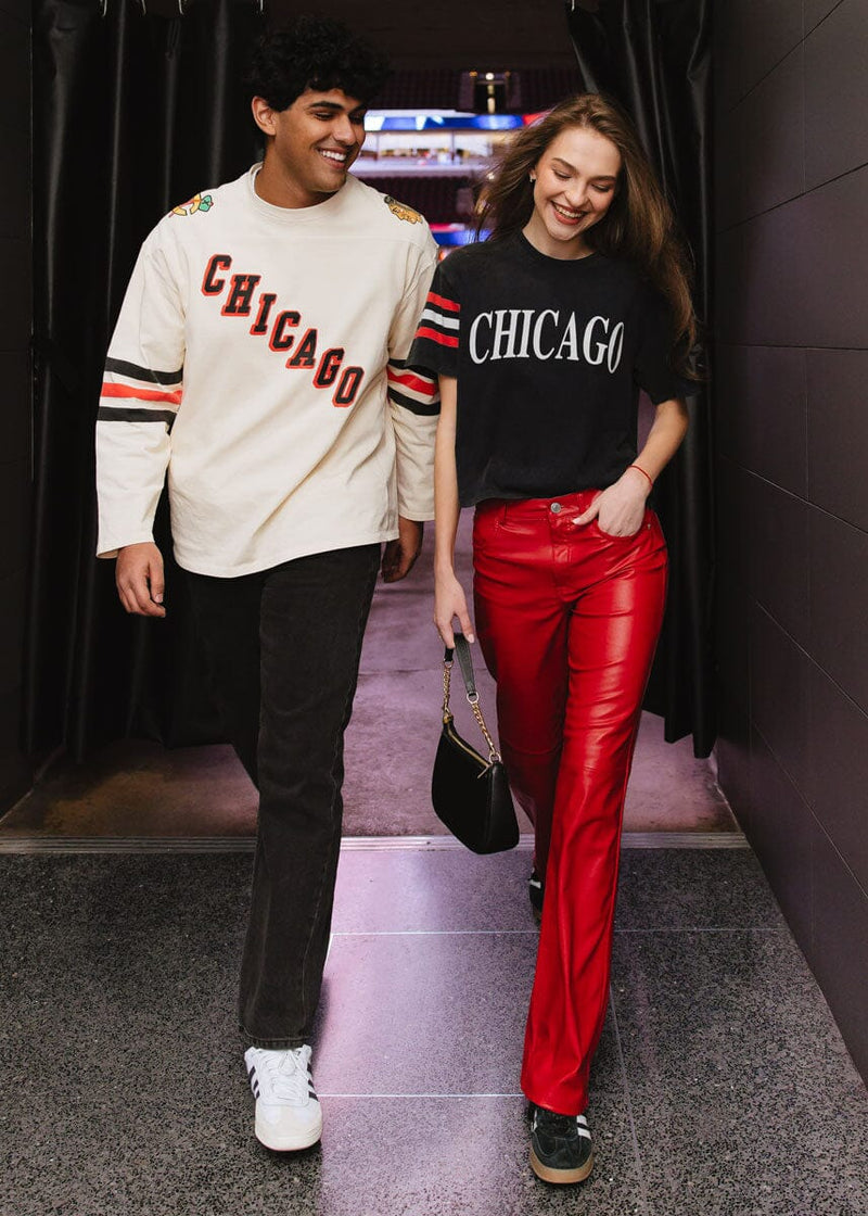 Blackhawks Boxy Crop Tee - Black