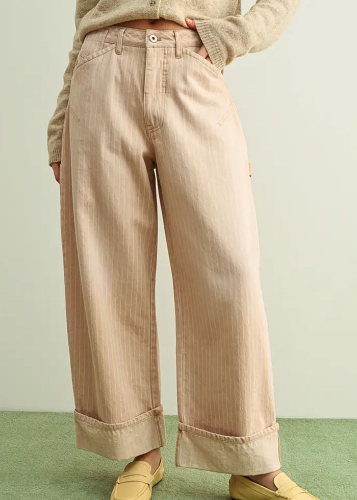 Rosie Striped Cuff Pant - Mauve