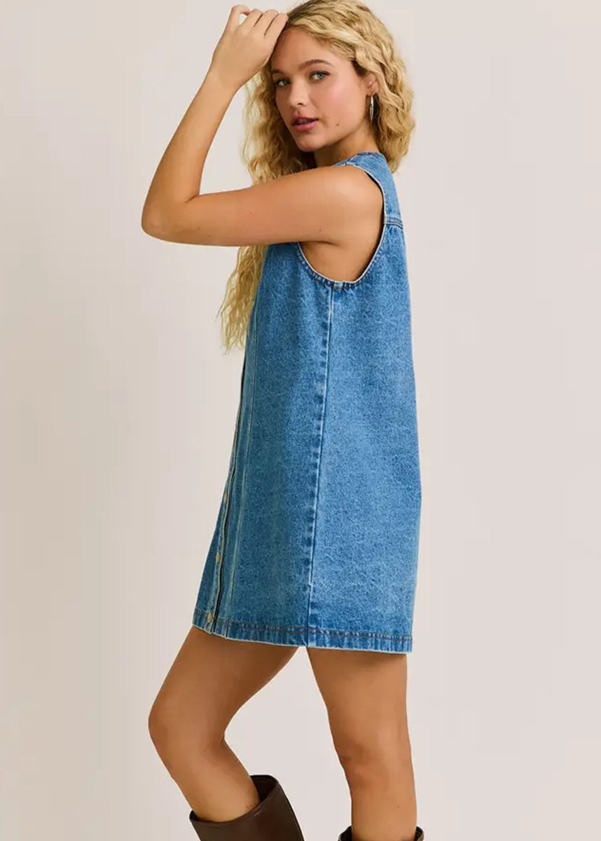 Remi Denim Mini Dress - Denim Blue