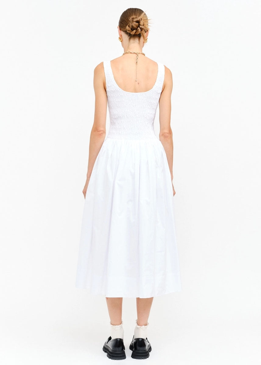 Jayleen Smocked Midi Dress - Off White
