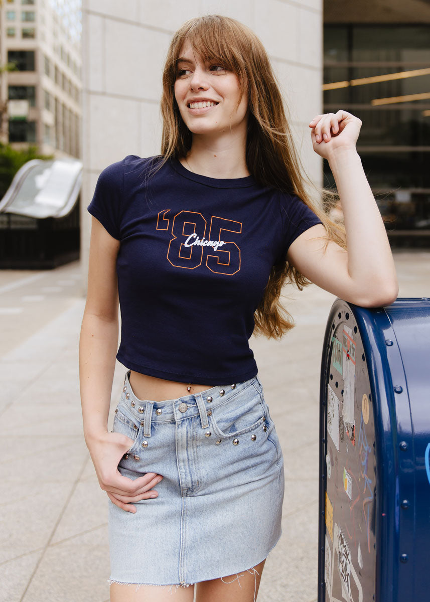 '85 Chicago Baby Tee - Navy