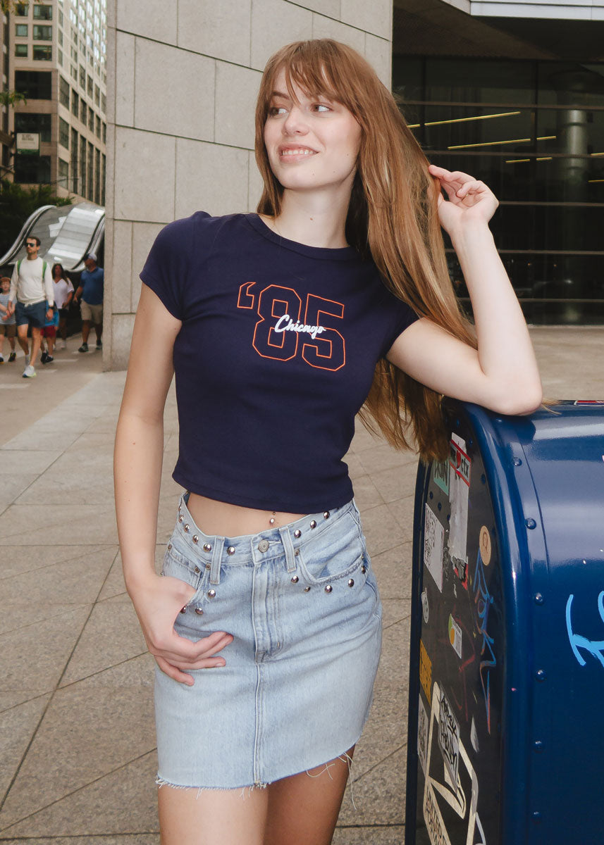 '85 Chicago Baby Tee - Navy