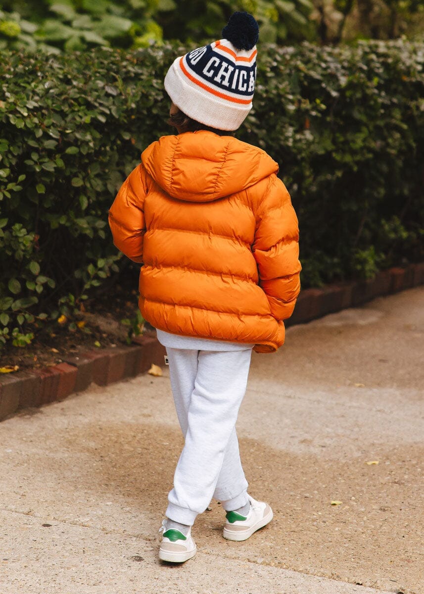 Youth Mad Hatter Chicago Varsity Beanie - Navy & Orange