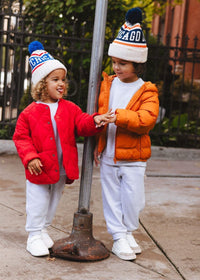 Youth Mad Hatter Chicago Varsity Beanie - Navy & Orange