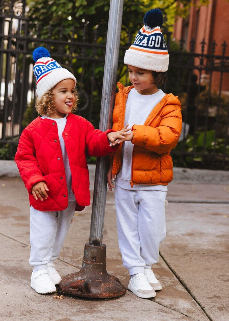 Youth Mad Hatter Chicago Varsity Beanie - Navy & Orange