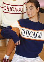 Chicago Vintage Block Stripe Sweater - Navy