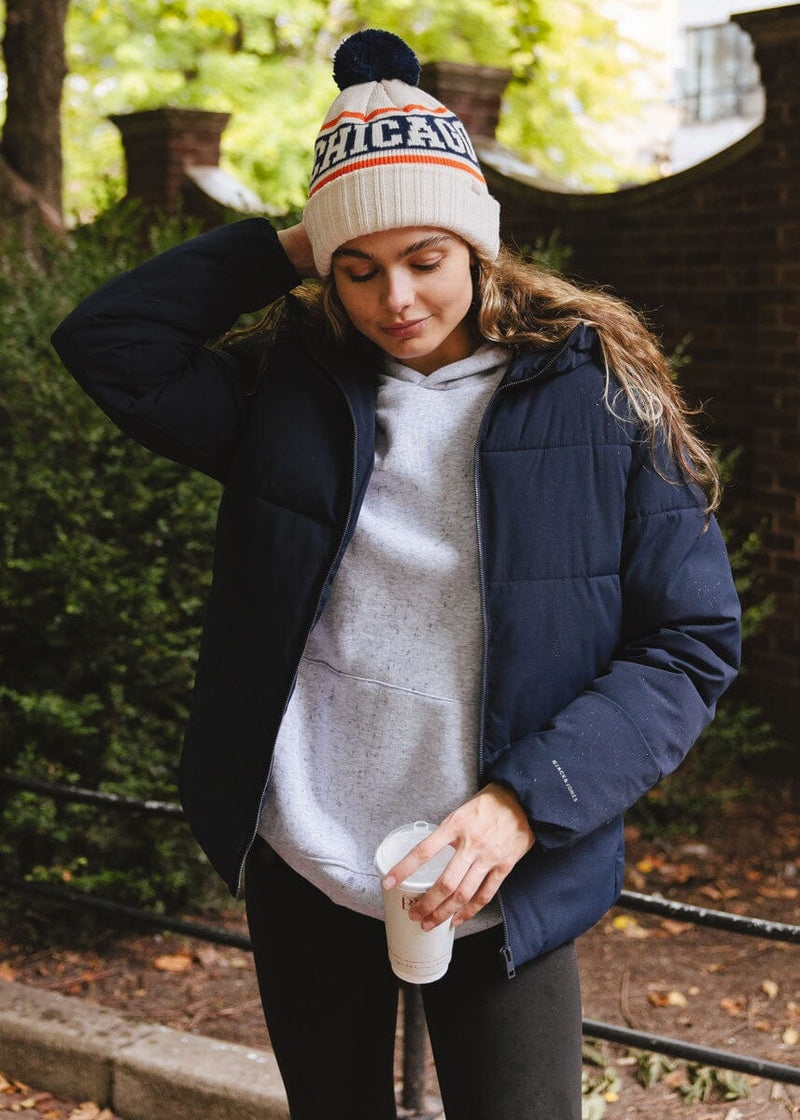 Adult Mad Hatter Chicago Varsity Beanie - Navy & Orange